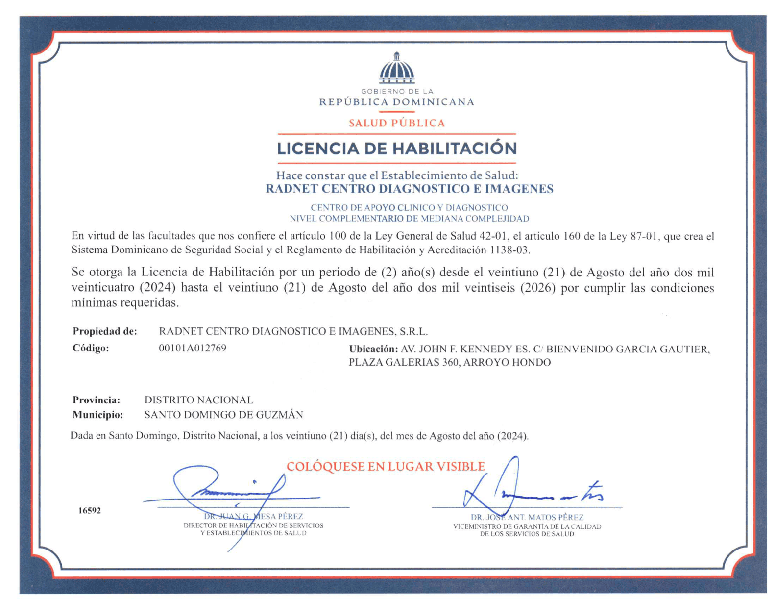 Acreditaciones RADNET - Habilitación de Salud Pública